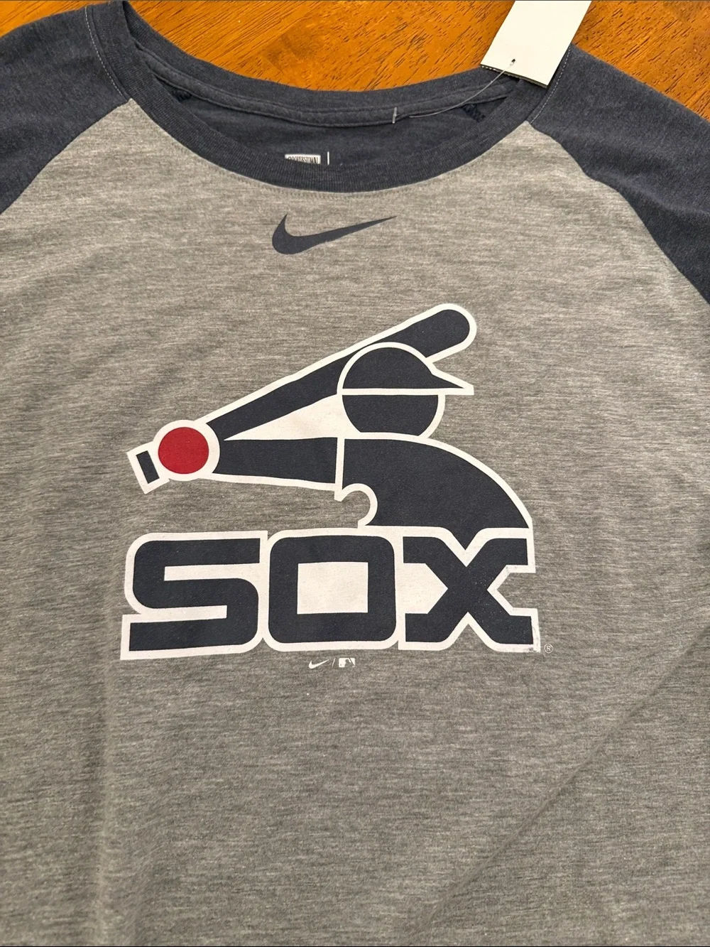 Nike Grey and Navy Chicago White Sox Raglan Tee xl cooperstown collection